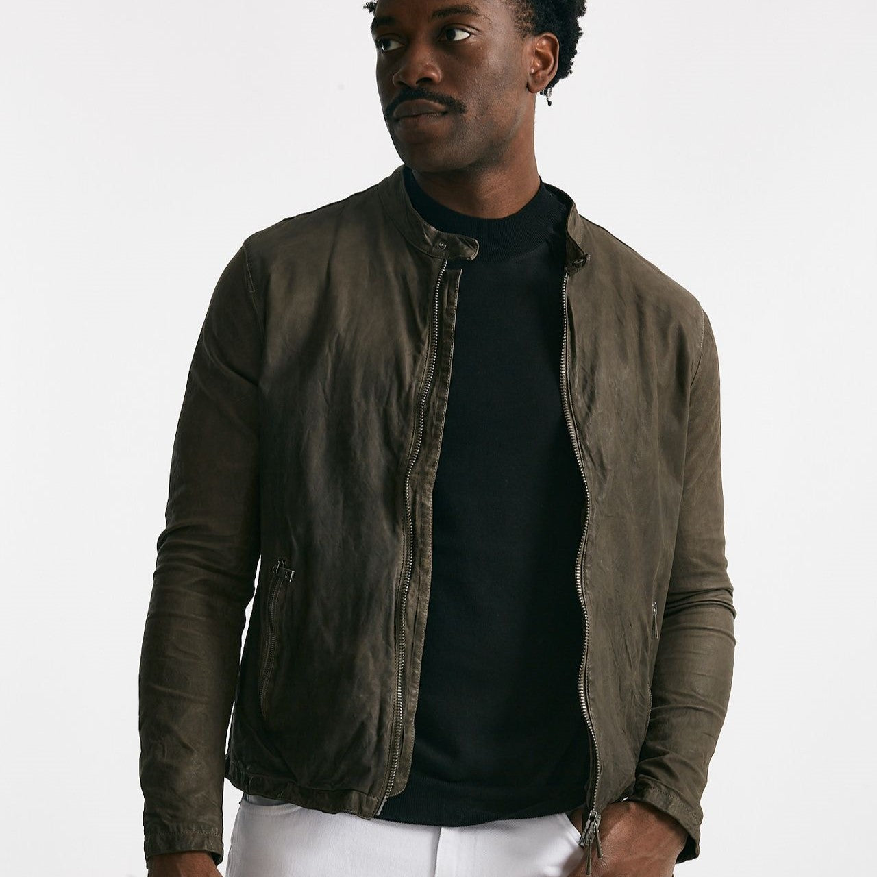 biker in pelle marrone uomo Giorgio brato - 10