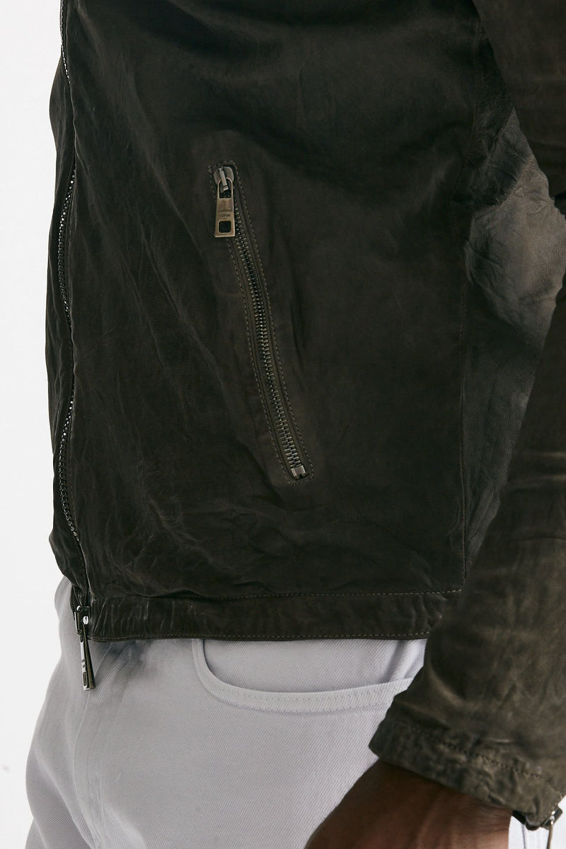 biker in pelle marrone uomo Giorgio brato - 7