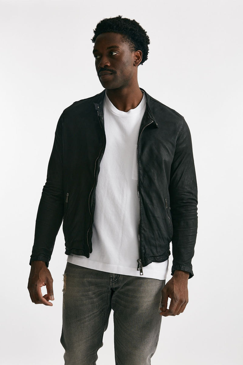 biker in pelle lavata nero uomo Giorgio brato - 1