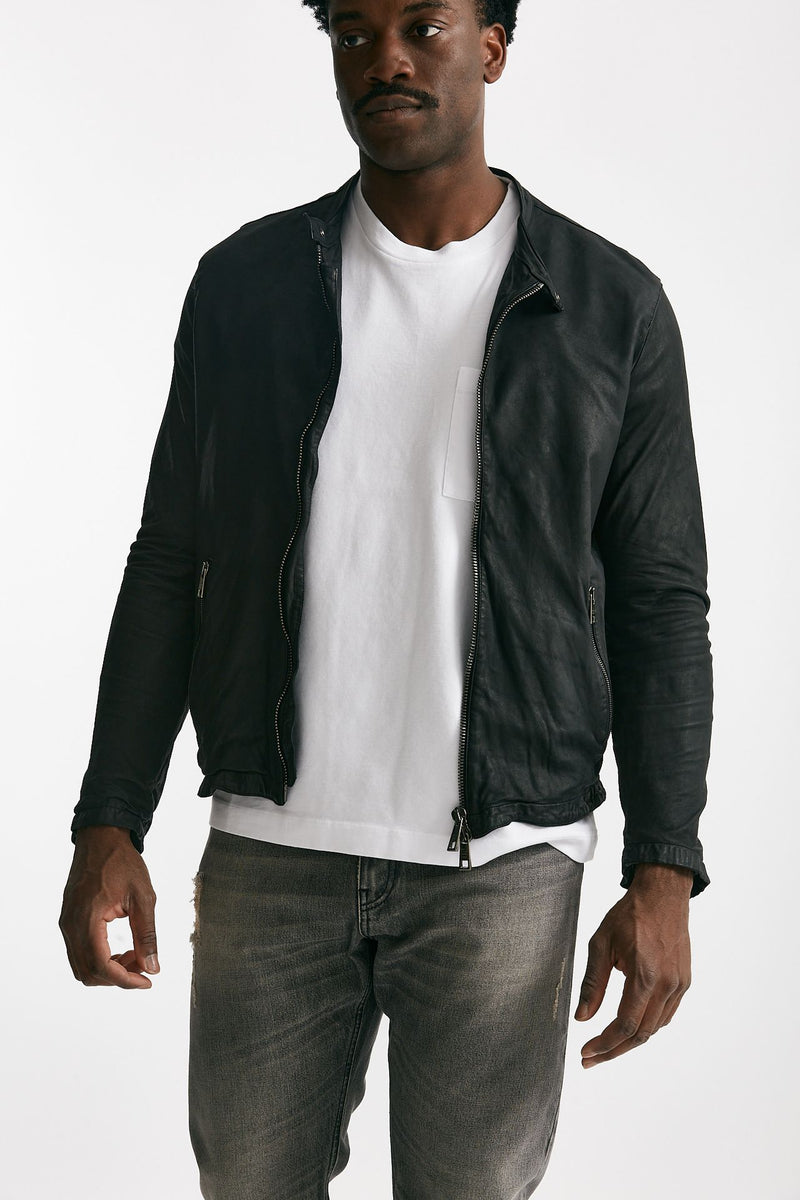 biker in pelle lavata nero uomo Giorgio brato - 5