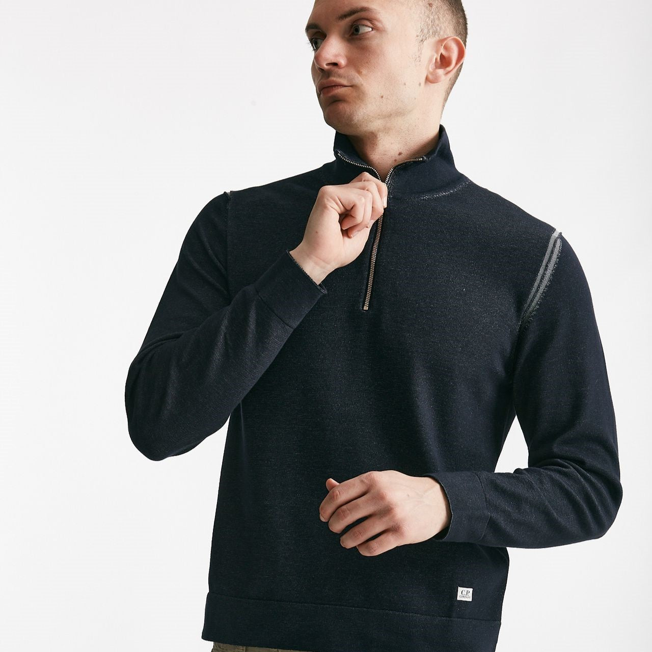 maglia in cotone e poliammide blu melange uomo C.p. company - 7