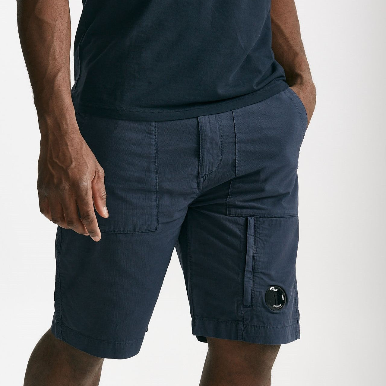 bermuda in cotone ottoman fermo blu uomo C.p. company - 9