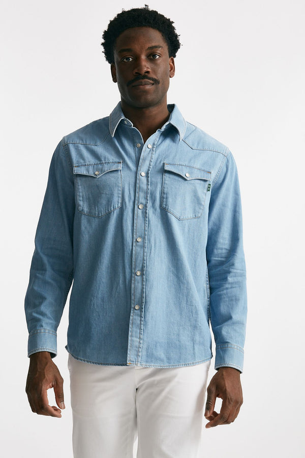 camicia in cotone denim chiaro uomo Department five