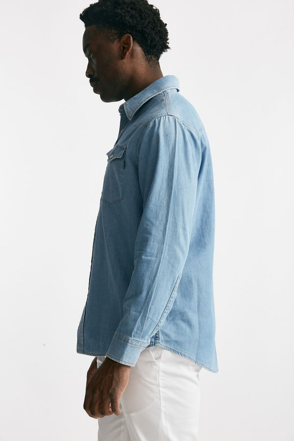 camicia in cotone denim chiaro uomo Department five