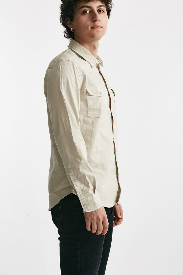 camicia in cotone stretch denim chiaro uomo Dondup