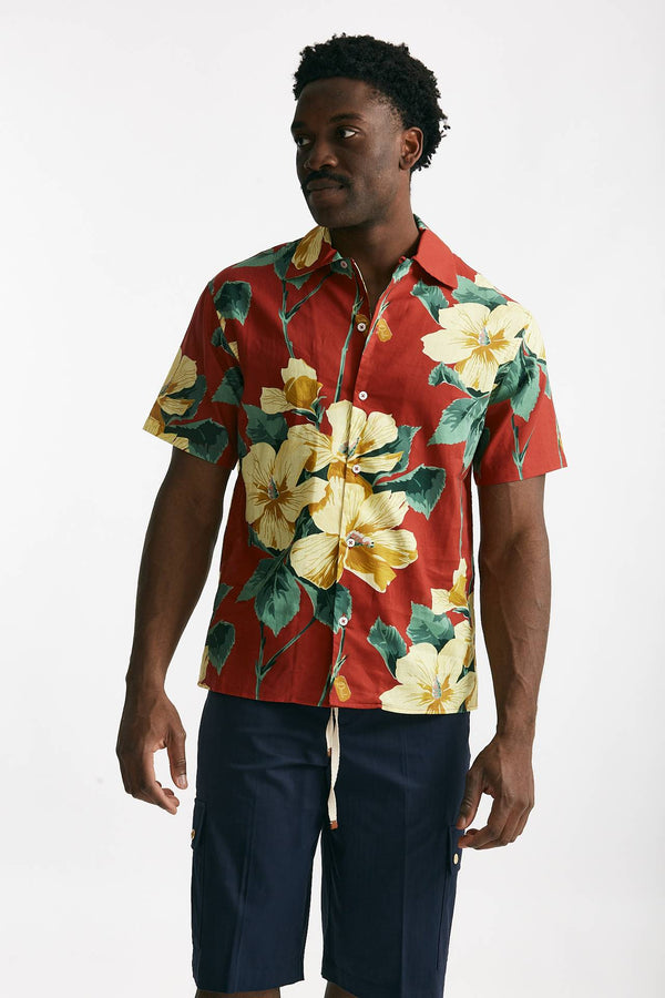 camicia in cotone e lino fantasia uomo Drôle de monsieur