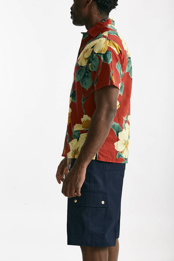 camicia in cotone e lino fantasia uomo Drôle de monsieur