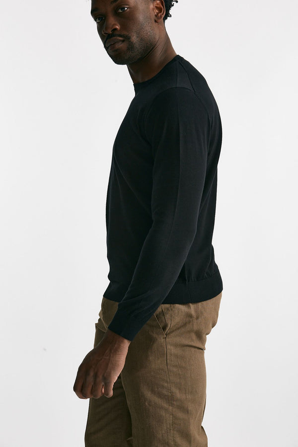 maglia in cotone girocollo nero uomo Drumohr