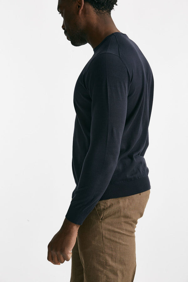 maglia in cotone girocollo blu uomo Drumohr