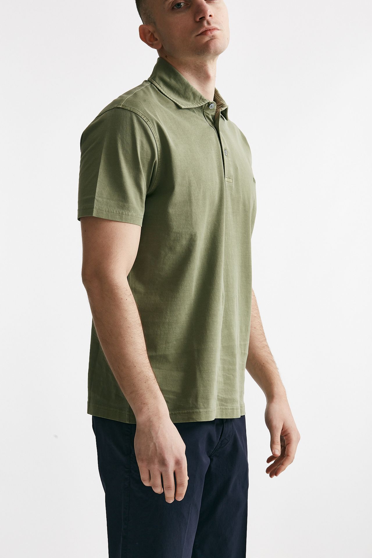 polo in cotone lavato verde uomo Fay - 4