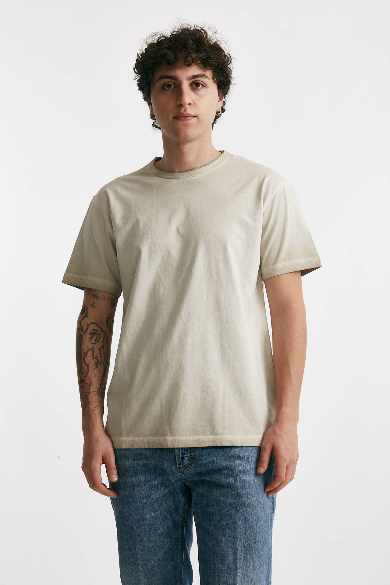 t-shirt in cotone beige old uomo Grifoni - 1