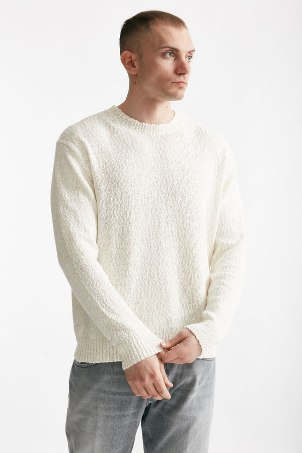 maglia in cotone lavorato boucle bianco uomo Hosio