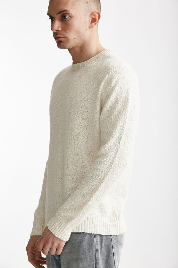 maglia in cotone lavorato boucle bianco uomo Hosio