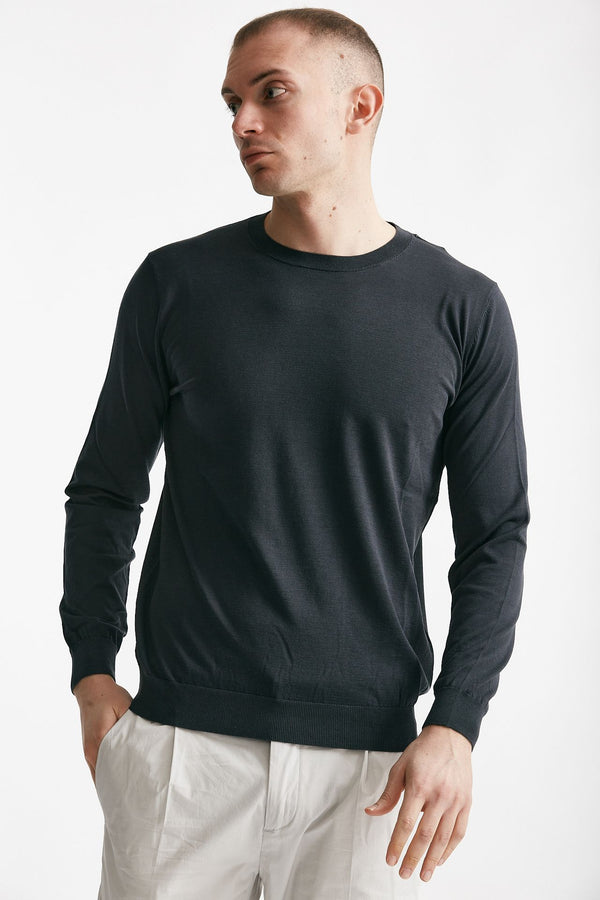 maglia in cotone e seta grigio scuro uomo Kangra