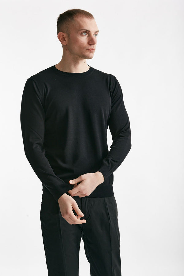 maglia in cotone e seta nero uomo Kangra