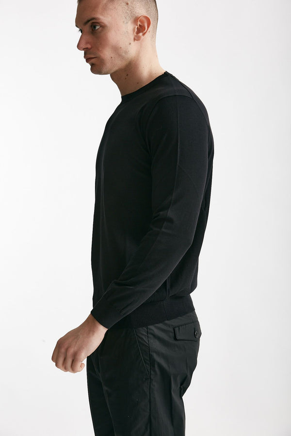 maglia in cotone e seta nero uomo Kangra