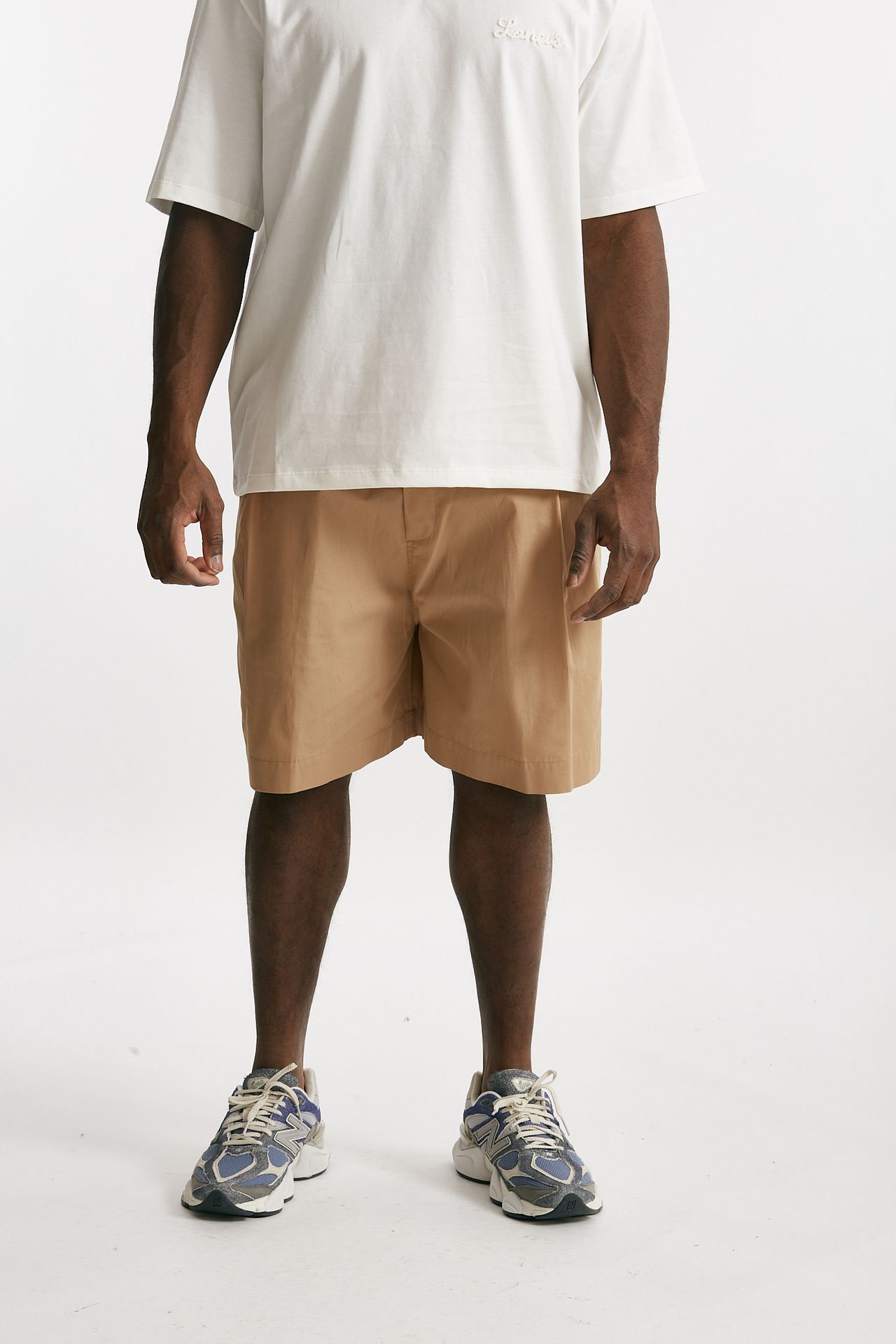 bermuda gamba ampia in cotone beige uomo Laneus - 1