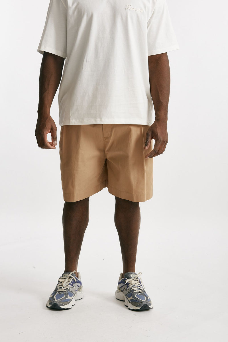 bermuda gamba ampia in cotone beige uomo Laneus - 1