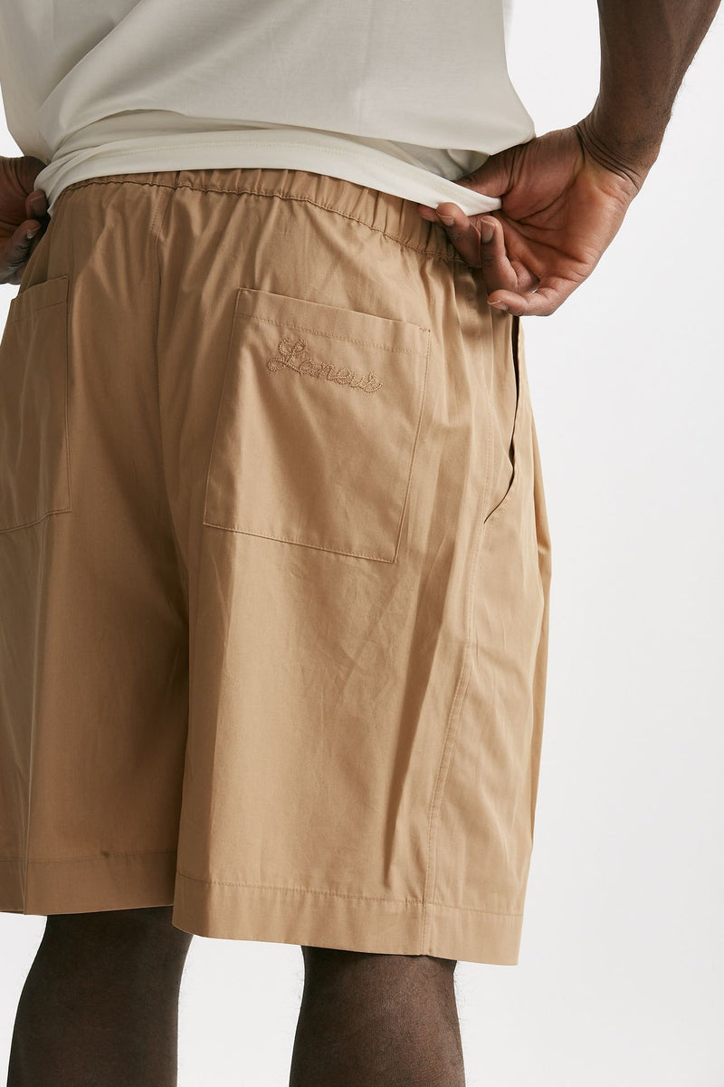 bermuda gamba ampia in cotone beige uomo Laneus - 7