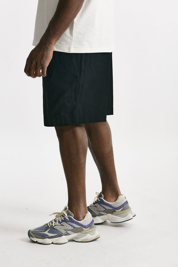 bermuda gamba ampia in cotone nero uomo Laneus