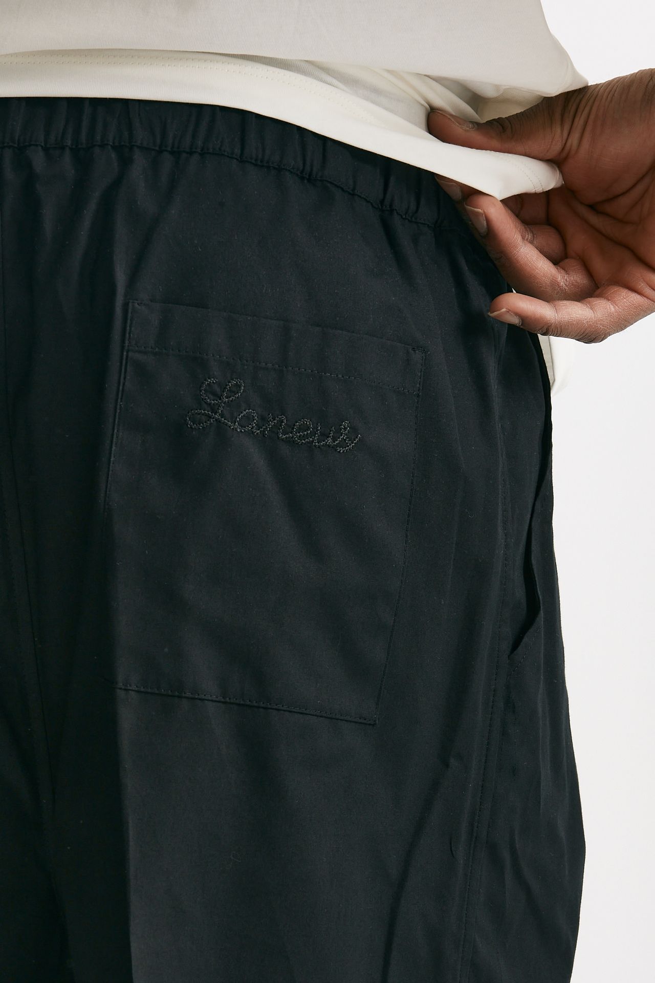 bermuda gamba ampia in cotone nero uomo Laneus - 7