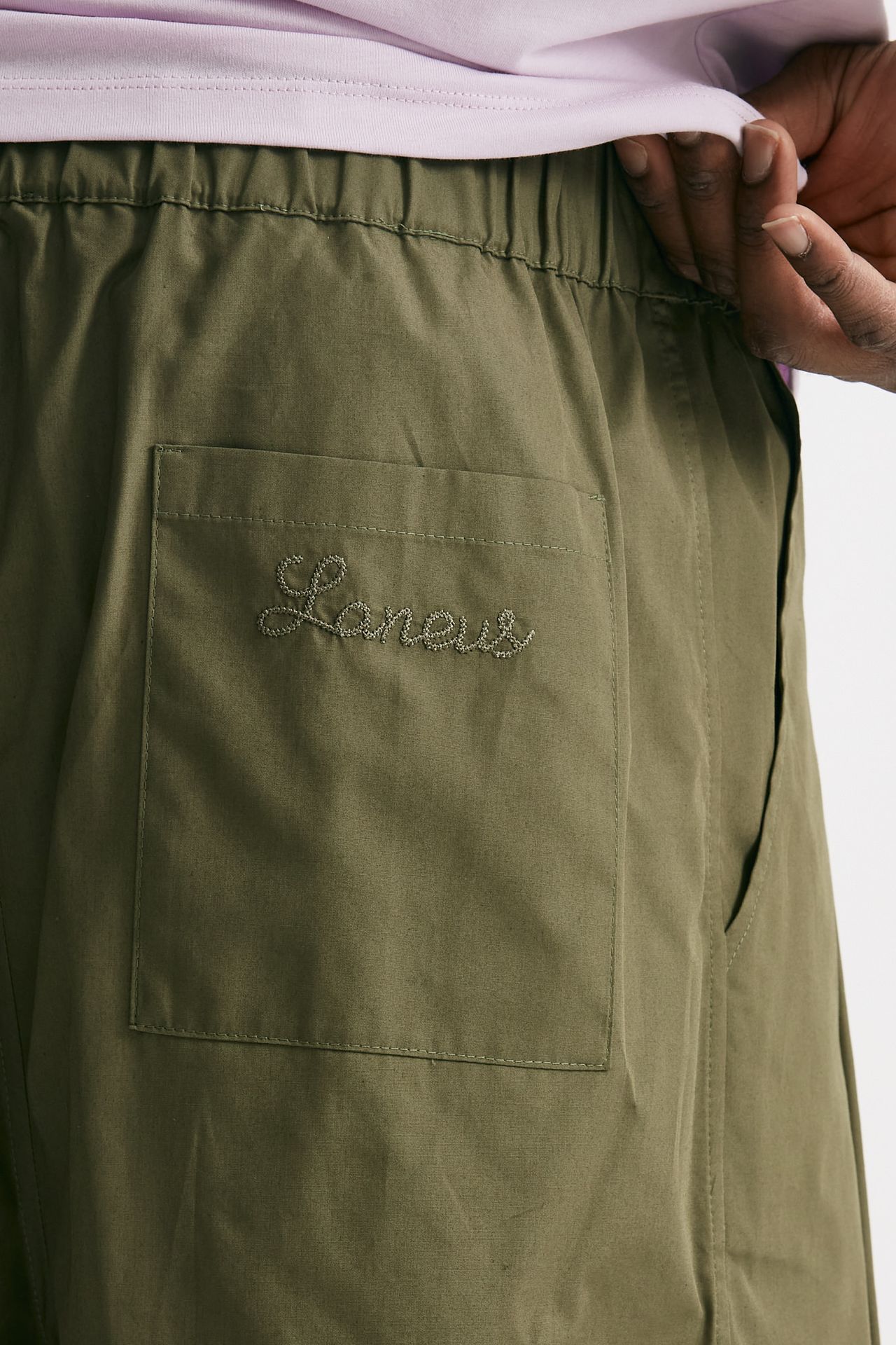 bermuda gamba ampia in cotone verde uomo Laneus - 7