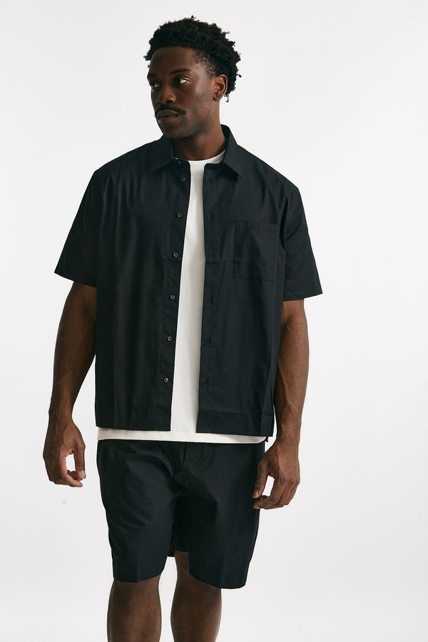 camicia in cotone nero uomo Laneus