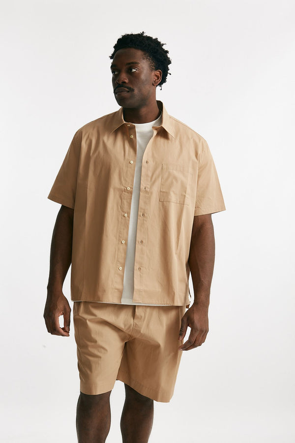 camicia in cotone beige uomo Laneus