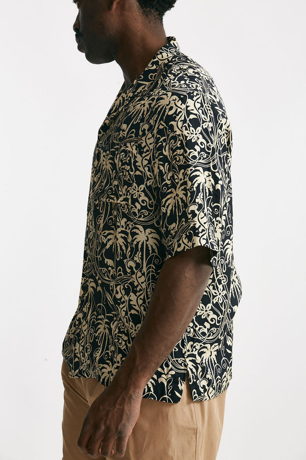 camicia in viscosa fantasia blu e panna uomo Laneus