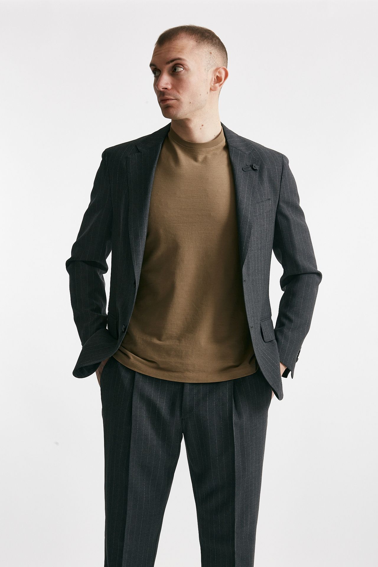 abito monopetto gessato in lana grigio uomo Lardini - 1