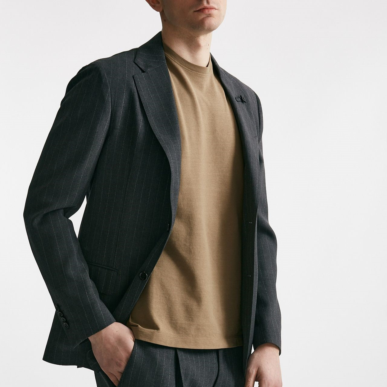 abito monopetto gessato in lana grigio uomo Lardini - 9