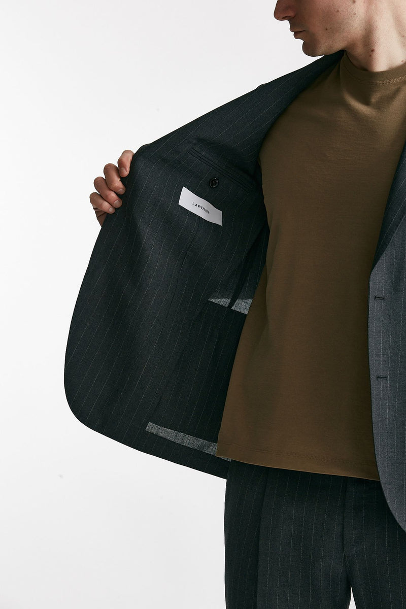 abito monopetto gessato in lana grigio uomo Lardini - 5
