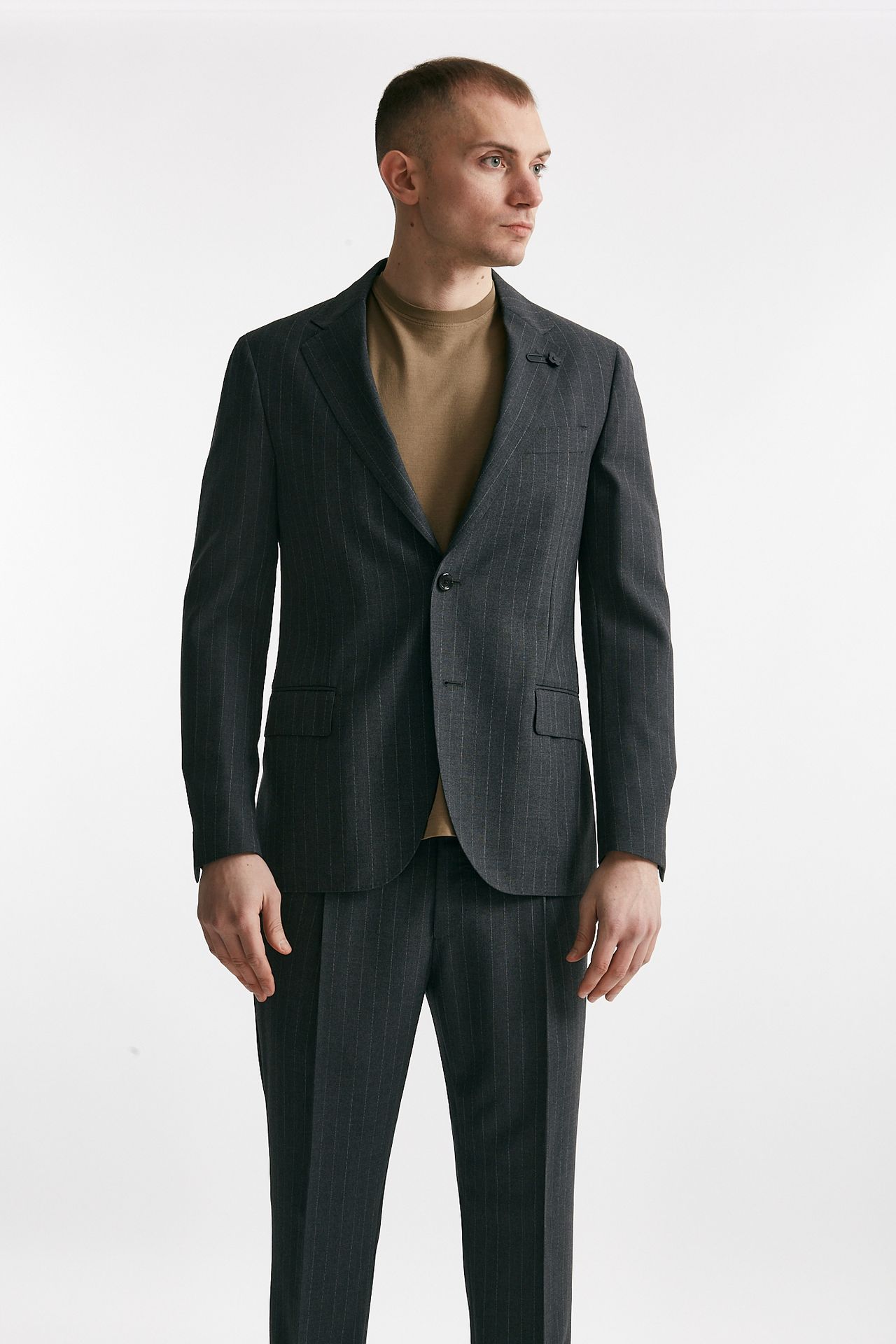 abito monopetto gessato in lana grigio uomo Lardini - 7