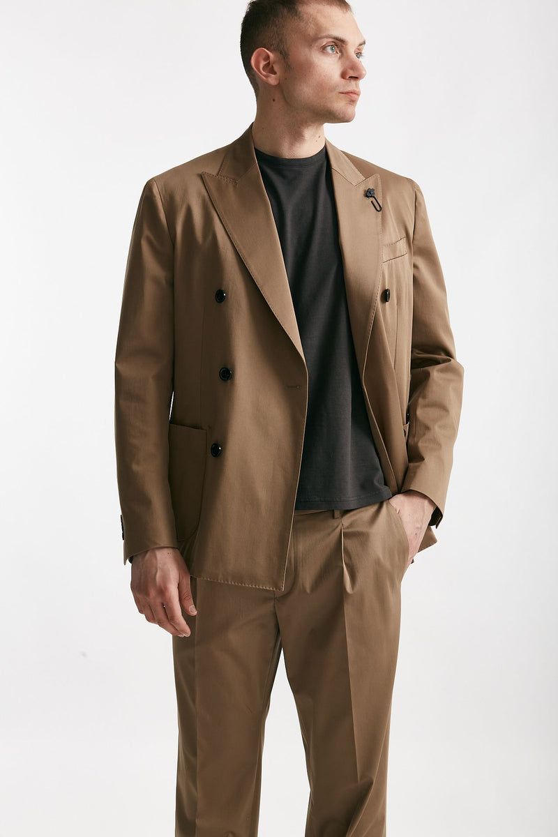 abito doppiopetto cammello cotone stretch uomo Lardini - 1