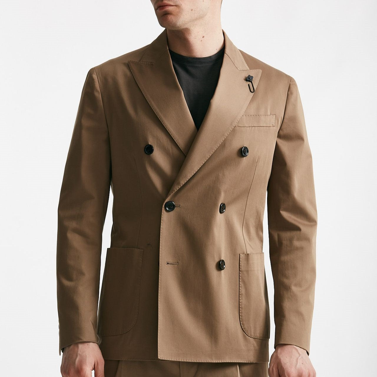 abito doppiopetto cammello cotone stretch uomo Lardini - 9