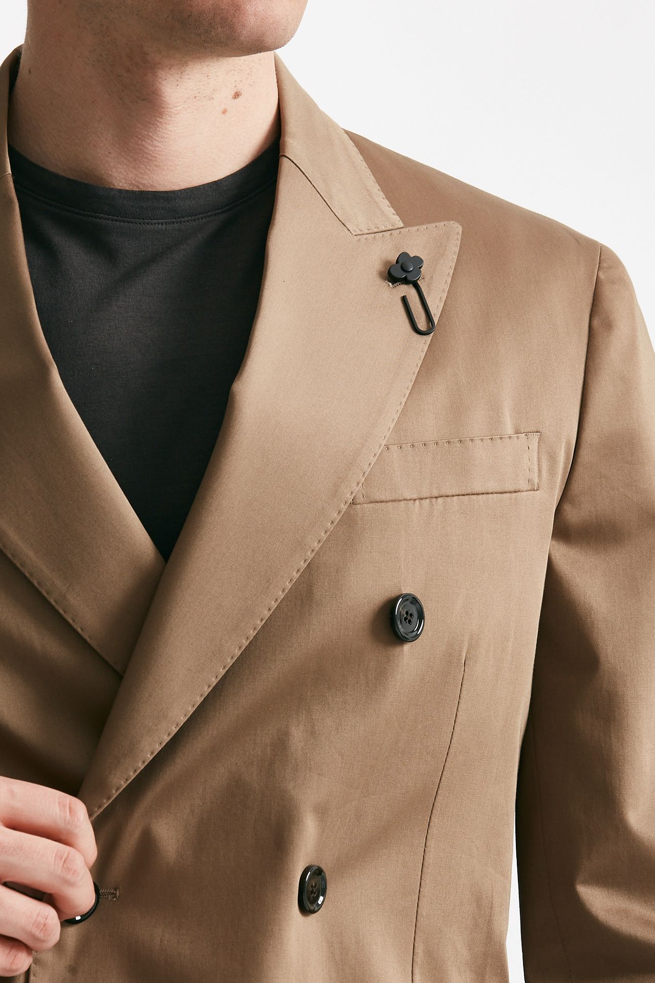 abito doppiopetto cammello cotone stretch uomo Lardini - 5