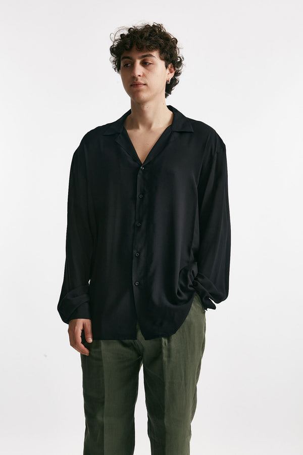 camicia in ryon viscosa nero uomo Marsēm