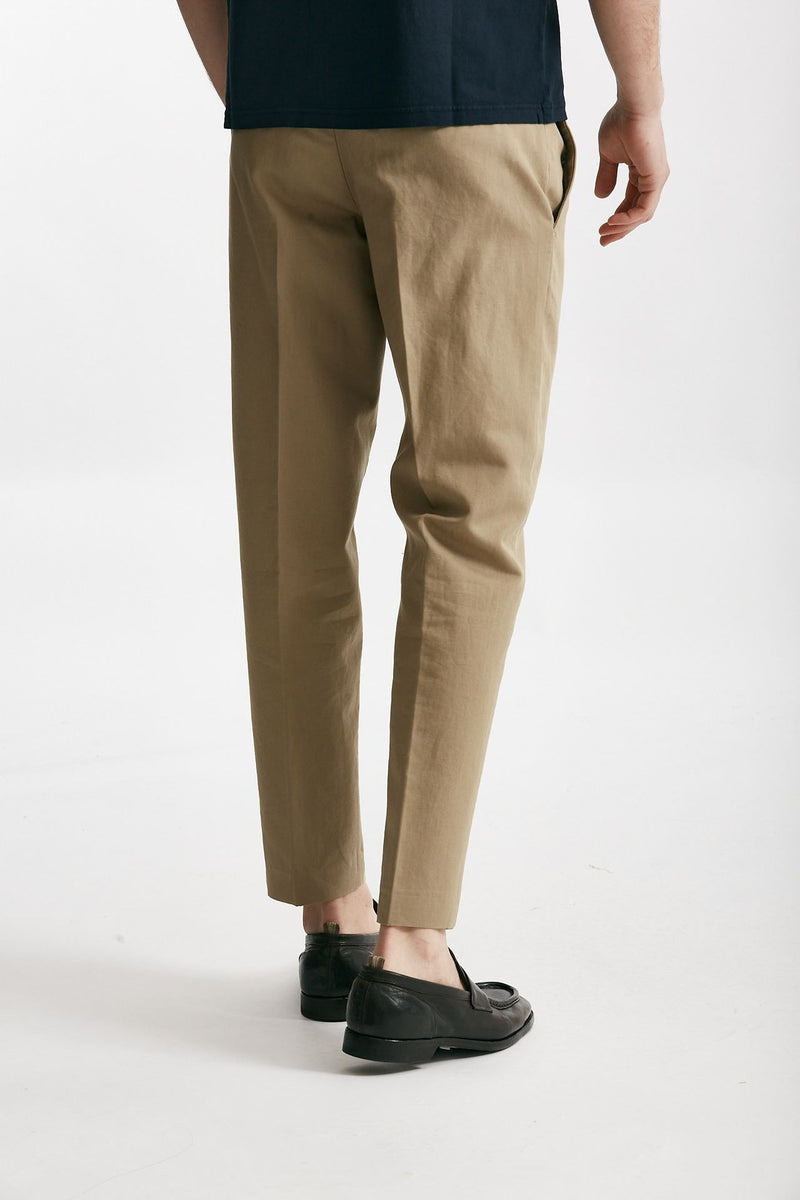 pantalone edge-rebel in cotone e lino beige uomo Pt torino - 3