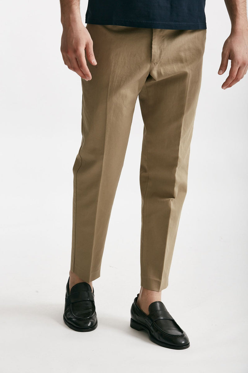 pantalone edge-rebel in cotone e lino beige uomo Pt torino - 4