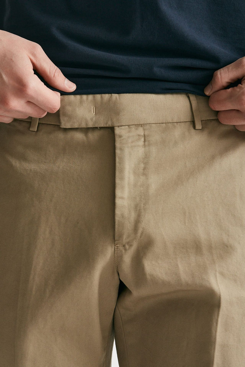 pantalone edge-rebel in cotone e lino beige uomo Pt torino - 5