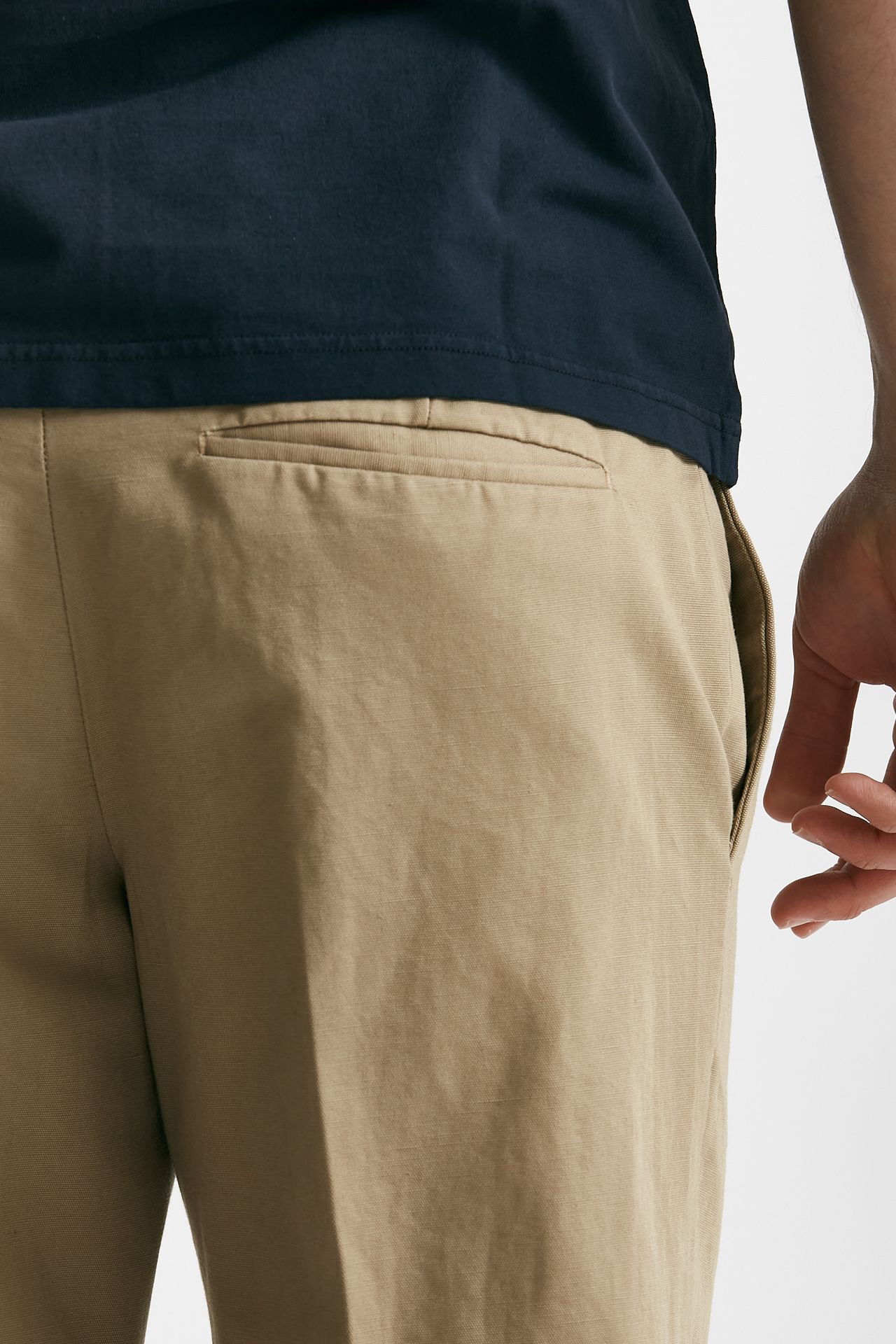 pantalone edge-rebel in cotone e lino beige uomo Pt torino - 7