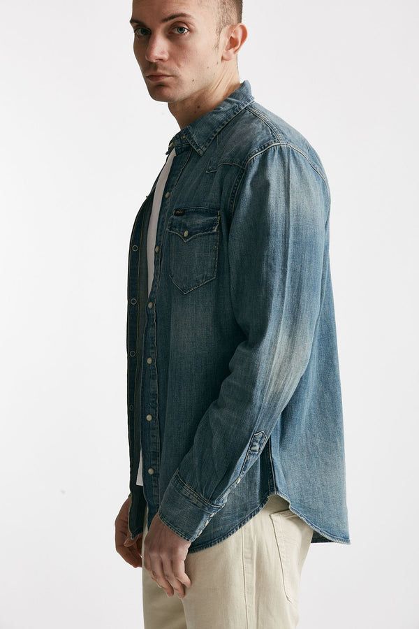 camicia in cotone denim chiaro uomo Polo ralph lauren