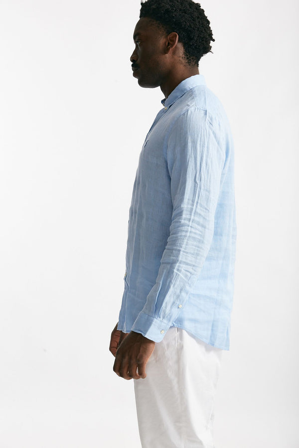 camicia in lino azzurro uomo Polo ralph lauren