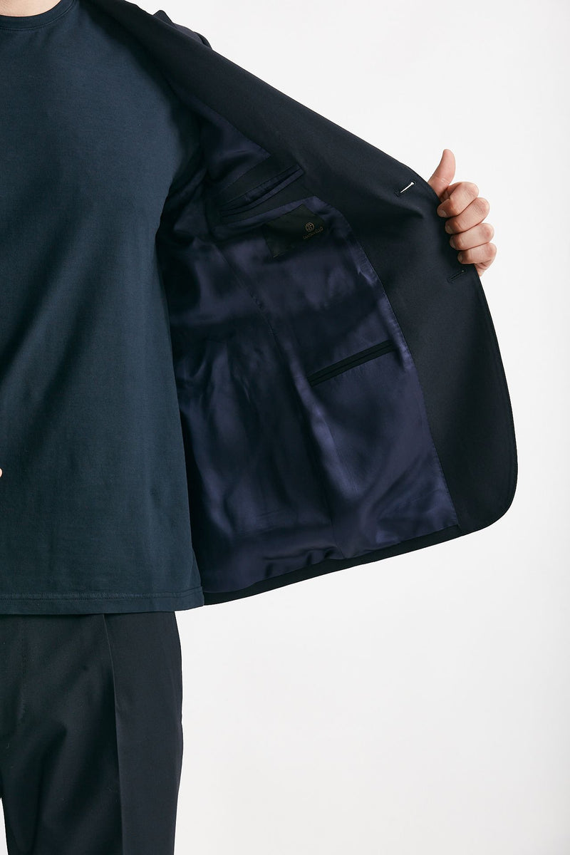 abito monopetto blu lana stretch uomo Santaniello - 5