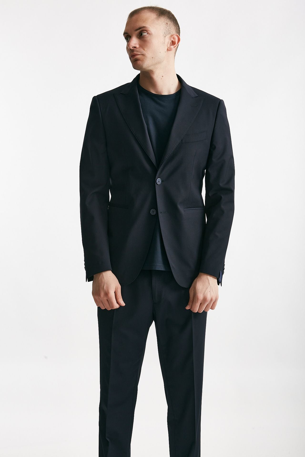 abito monopetto blu lana stretch uomo Santaniello - 7