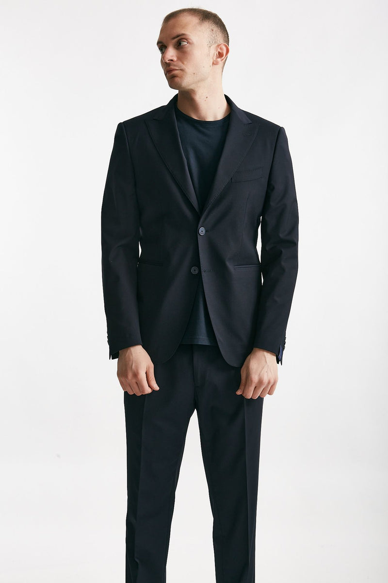 abito monopetto blu lana stretch uomo Santaniello - 7