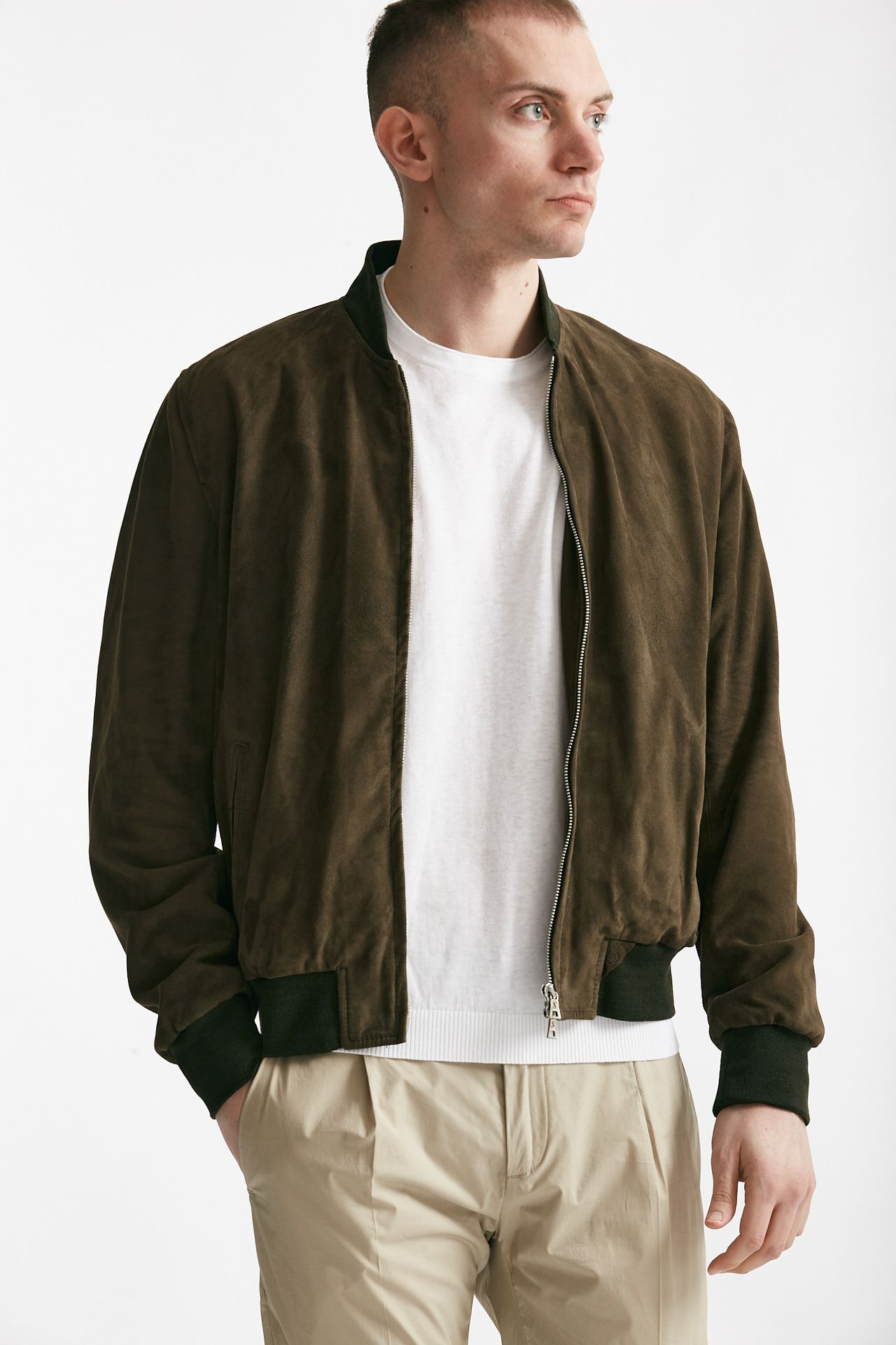 bomber emanuele in camoscio verde uomo Stewart - 1