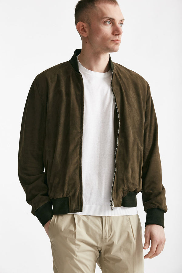 bomber emanuele in camoscio verde uomo Stewart