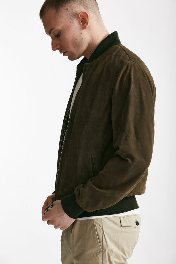 bomber emanuele in camoscio verde uomo Stewart