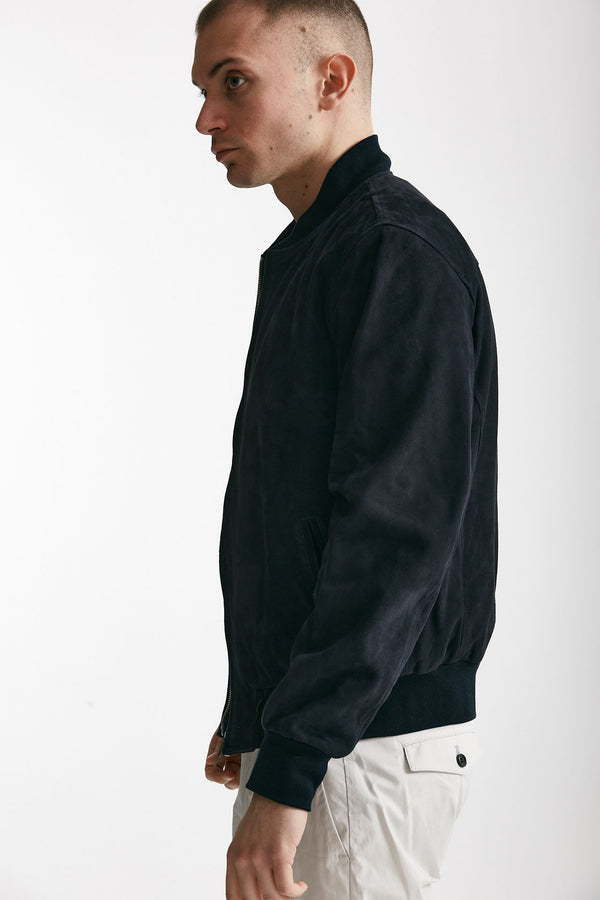 bomber emanuele in camoscio blu uomo Stewart